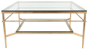 Safavieh Mieka Cocktail Table Glass Gold Metal Iron Couture AMH8307A 889048054400