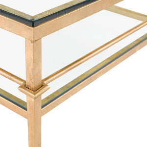 Safavieh Mieka Cocktail Table Glass Gold Metal Iron Couture AMH8307A 889048054400