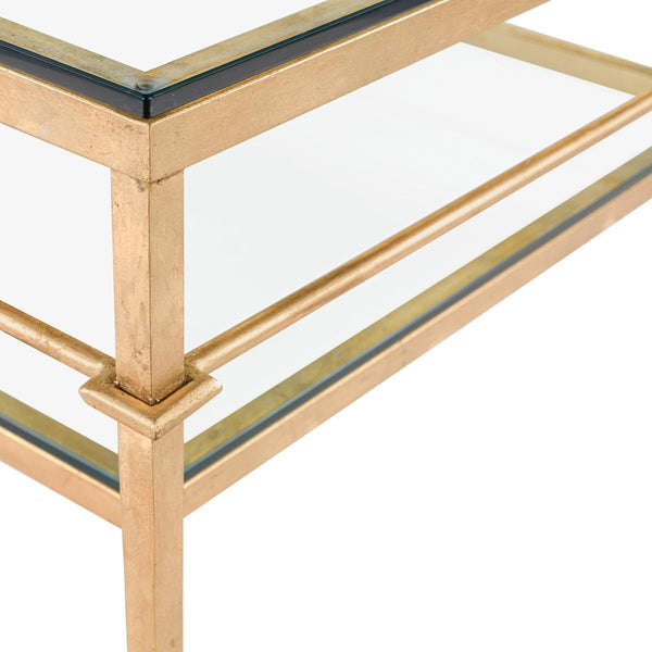 Safavieh Mieka Cocktail Table Glass Gold Metal Iron Couture AMH8307A 889048054400