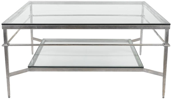 Safavieh Mieka Cocktail Table Glass Silver Metal Iron Couture AMH8307B 889048054424