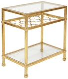 Safavieh Hanzel Side Table Glass Gold Metal Iron Couture AMH8312A 889048099432