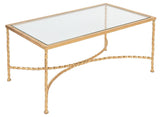 Safavieh Matilda Coffee Table Glass Gold Metal Iron Couture AMH8318A 889048099494