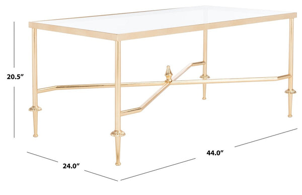 Devi Gold Leaf Coffee Table Gold Metal / Tempered Glass AMH8332A