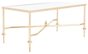 Devi Gold Leaf Coffee Table Gold Metal / Tempered Glass AMH8332A