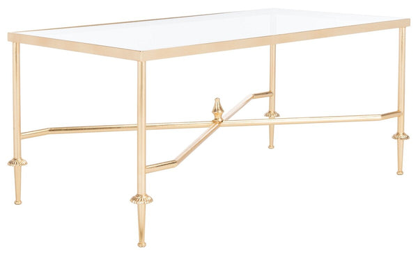 Devi Gold Leaf Coffee Table Gold Metal / Tempered Glass AMH8332A