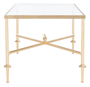 Devi Gold Leaf Coffee Table Gold Metal / Tempered Glass AMH8332A