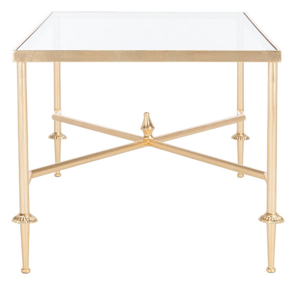 Devi Gold Leaf Coffee Table Gold Metal / Tempered Glass AMH8332A