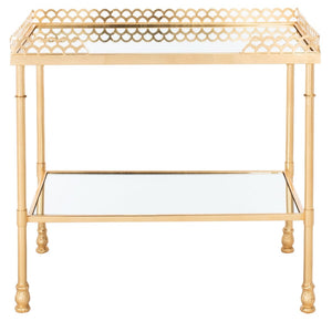 Eryn 2 Shelf Gold Leaf Accent Table Gold Metal / Tempered Glass AMH8334A