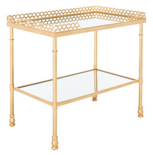 Eryn 2 Shelf Gold Leaf Accent Table Gold Metal / Tempered Glass AMH8334A