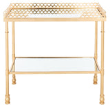 Eryn 2 Shelf Gold Leaf Accent Table Gold Metal / Tempered Glass AMH8334A