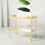 Eryn 2 Shelf Gold Leaf Accent Table Gold Metal / Tempered Glass AMH8334A