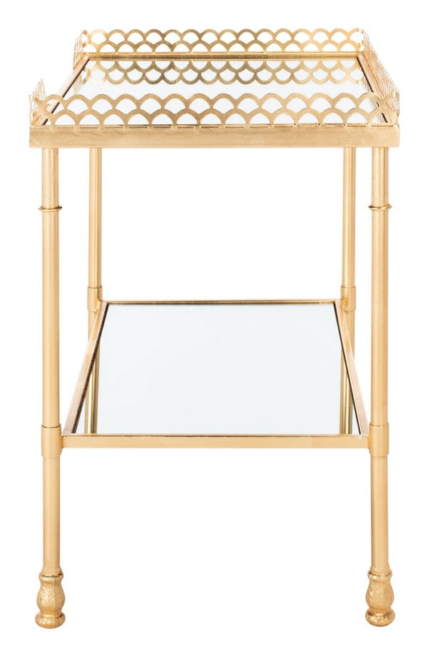 Eryn 2 Shelf Gold Leaf Accent Table Gold Metal / Tempered Glass AMH8334A