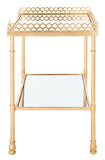 Eryn 2 Shelf Gold Leaf Accent Table Gold Metal / Tempered Glass AMH8334A