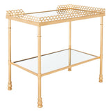 Eryn 2 Shelf Gold Leaf Accent Table Gold Metal / Tempered Glass AMH8334A