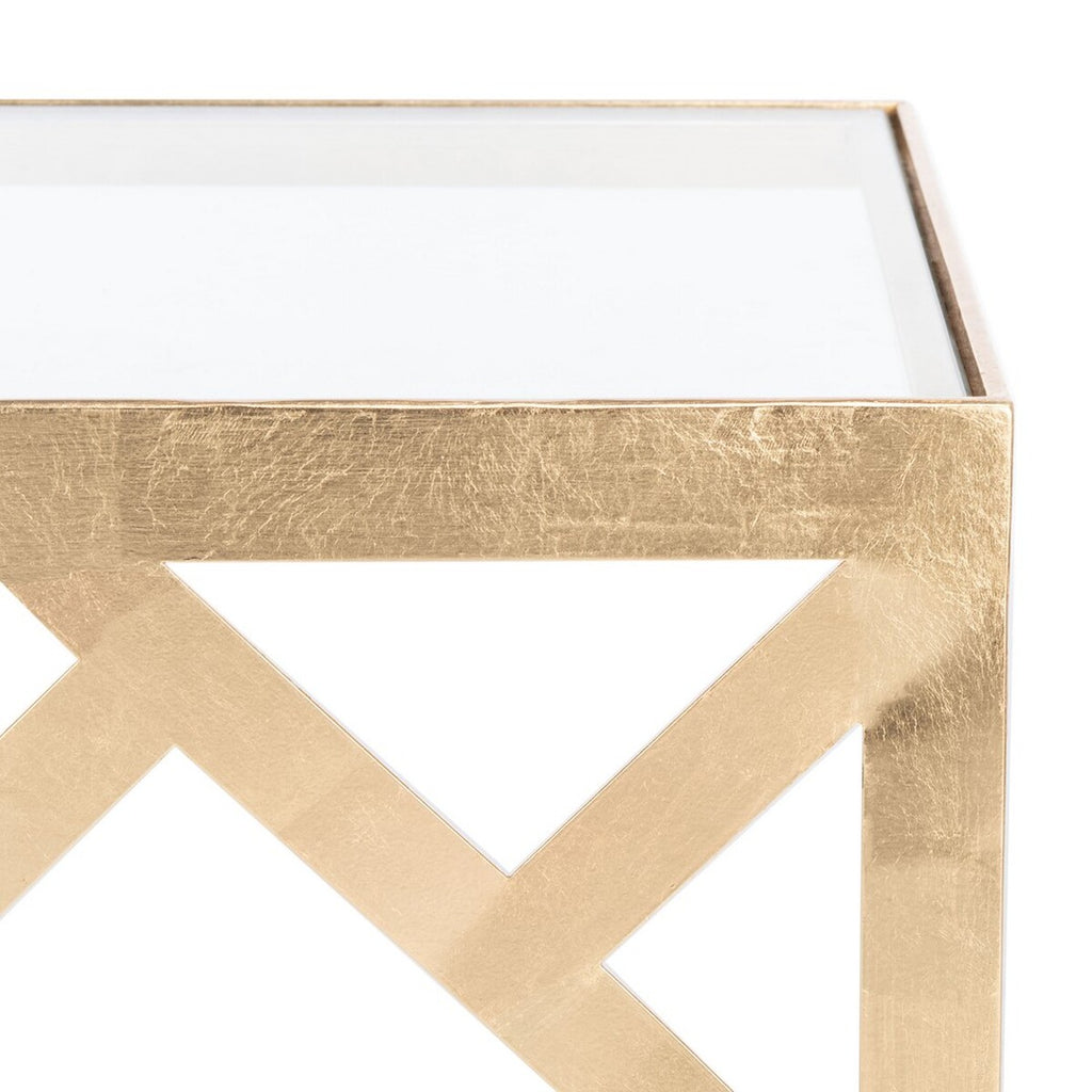 Ozzie Gold Leaf C Table Gold Metal / Tempered Glass AMH8335A
