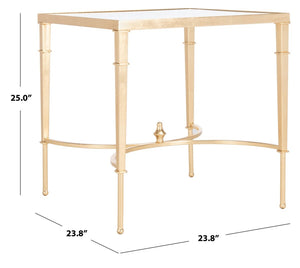 Mendez Gold Leaf Accent Table Gold Metal / Tempered Glass AMH8336A