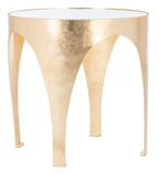 Lillia Gold Leaf Accent Table Gold Metal / Tempered Glass AMH8341A