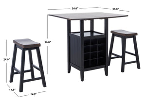  Emeric 3 Pc Set Drop Leaf Pub Table