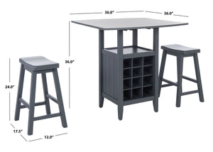  Emeric 3 Pc Set Drop Leaf Pub Table