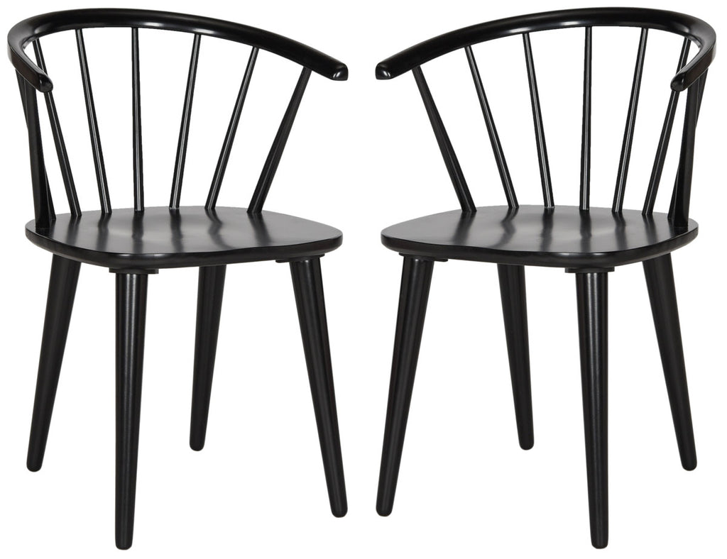 Safavieh - Set of 2 - Blanchard 18''H Curved Spindle Side Chair Black Wood 100% Rubberwood AMH8512A-SET2