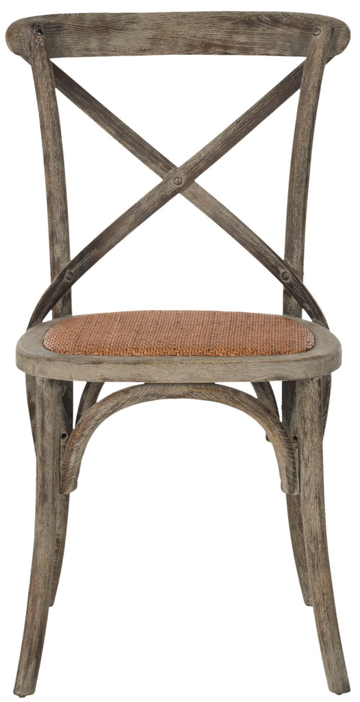 Safavieh - Set of 2 - Franklin Farmhouse Chair 18''H X Back Distressed Colonial Walnut Medium Brown Wood Oak Rattan Foam AMH9500D-SET2 683726448921