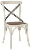 Safavieh - Set of 2 - Eleanor Farmhouse Side Chair 18''H X Back Distressed Ivory Medium Brown Wood Oak Rattan Foam Steel AMH9501A-SET2 683726801771