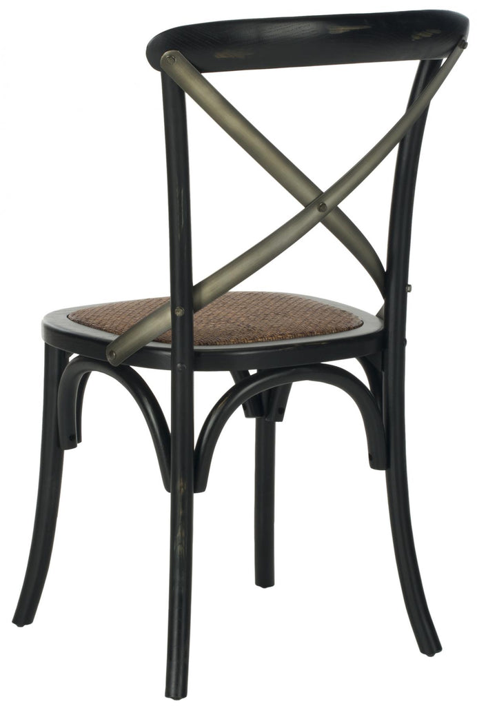 Safavieh - Set of 2 - Eleanor Farmhouse Side Chair 18''H X Back Distressed Hickory Medium Brown Wood Oak Rattan Foam Steel AMH9501B-SET2 683726801795