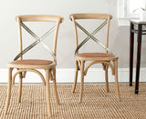 Safavieh - Set of 2 - Eleanor Farmhouse Side Chair 18''H X Back Weathered Oak Medium Brown Wood NC Coating Rattan FoamSteelAMH9501C-SET2 683726801924