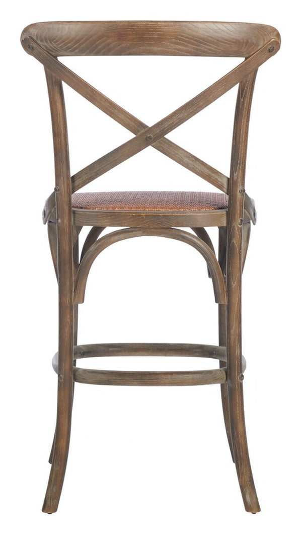 Franklin X Back Counter Stool - Stylish Weathered Oak Design with Rattan Caning for Modern Spaces