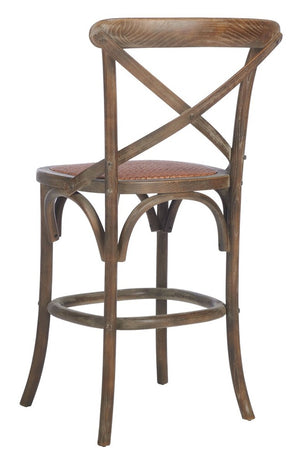 Franklin X Back Counter Stool - Stylish Weathered Oak Design with Rattan Caning for Modern Spaces