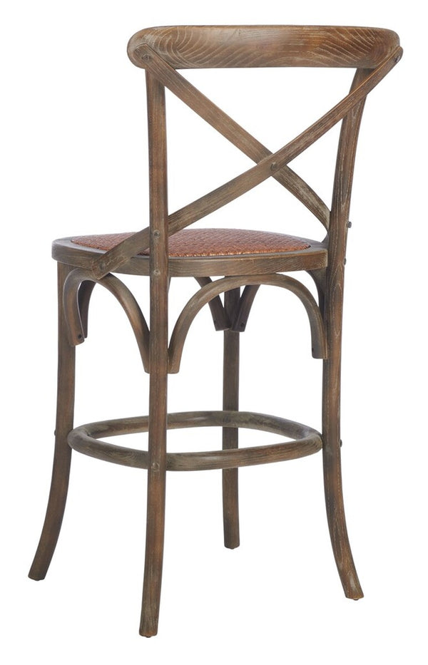 Franklin X Back Counter Stool - Stylish Weathered Oak Design with Rattan Caning for Modern Spaces