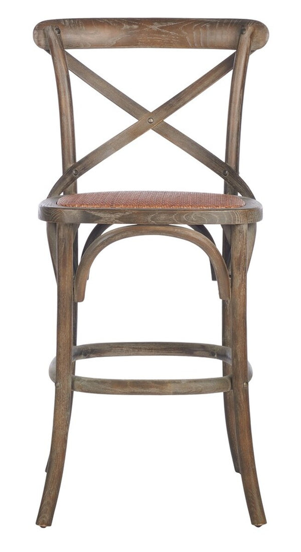 Franklin X Back Counter Stool - Stylish Weathered Oak Design with Rattan Caning for Modern Spaces