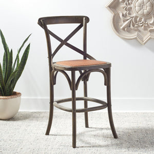Franklin X Back Counter Stool - Stylish Weathered Oak Design with Rattan Caning for Modern Spaces