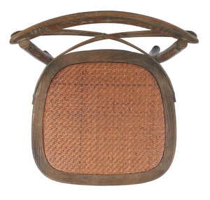 Franklin X Back Counter Stool - Stylish Weathered Oak Design with Rattan Caning for Modern Spaces