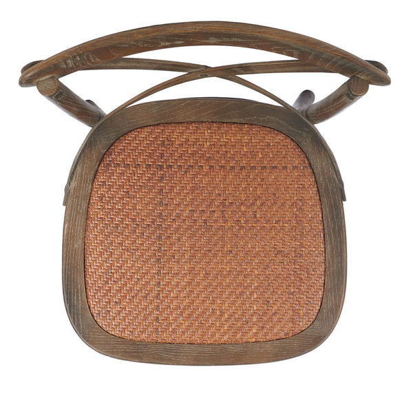 Franklin X Back Counter Stool - Stylish Weathered Oak Design with Rattan Caning for Modern Spaces