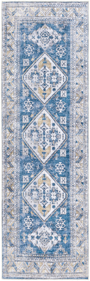 Amelie AML-2315 Traditional Chenille-Polyester Rug AML2315-27710 Khaki, Navy, Ink, Denim, Medium Gray, Olive, Ivory 100% Chenille-Polyester 2'7" x 7'10"