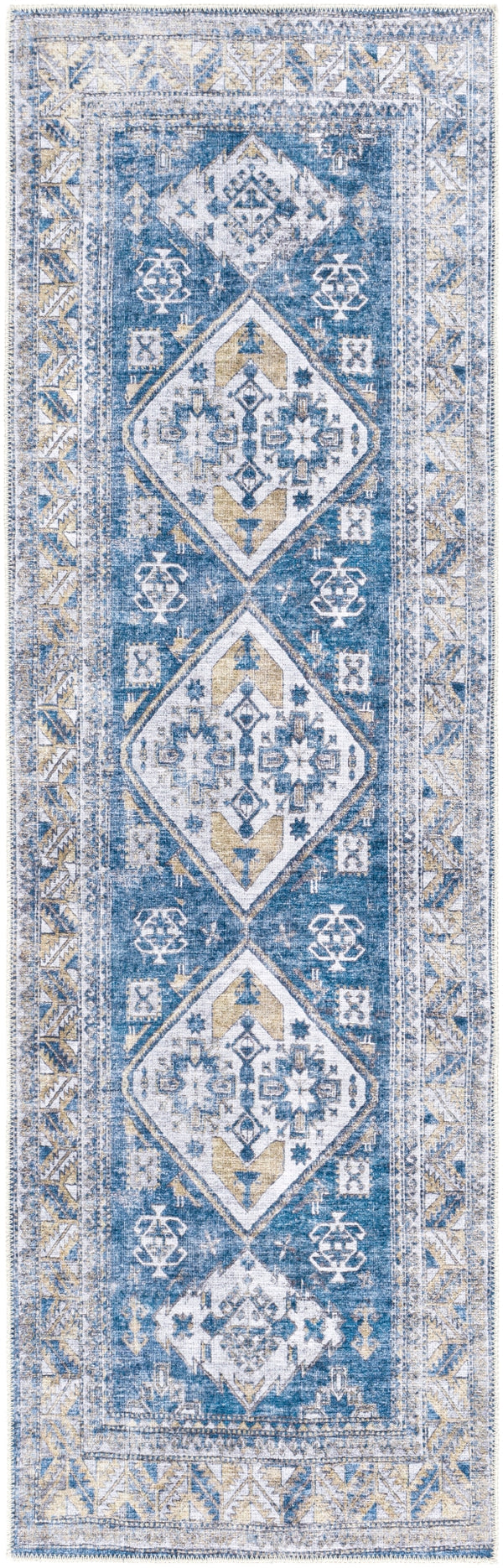 Amelie AML-2315 Traditional Chenille-Polyester Rug AML2315-27710 Khaki, Navy, Ink, Denim, Medium Gray, Olive, Ivory 100% Chenille-Polyester 2'7" x 7'10"