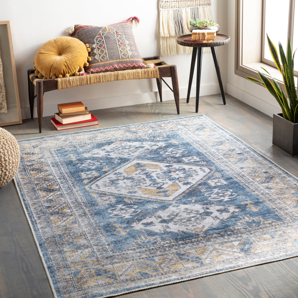 Amelie AML-2315 Traditional Chenille-Polyester Rug AML2315-710102 Khaki, Navy, Ink, Denim, Medium Gray, Olive, Ivory 100% Chenille-Polyester 7'10" x 10'2"