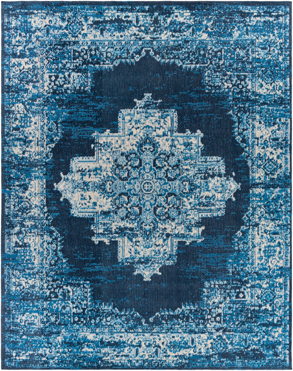 Amsterdam AMS-1024 Traditional Chenille-Polyester Rug AMS1024-810 Navy, Sky Blue, Camel, Beige, Medium Gray 100% Chenille-Polyester 8' x 10'