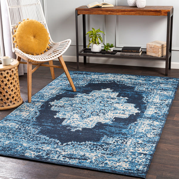 Amsterdam AMS-1024 Traditional Chenille-Polyester Rug AMS1024-810 Navy, Sky Blue, Camel, Beige, Medium Gray 100% Chenille-Polyester 8' x 10'