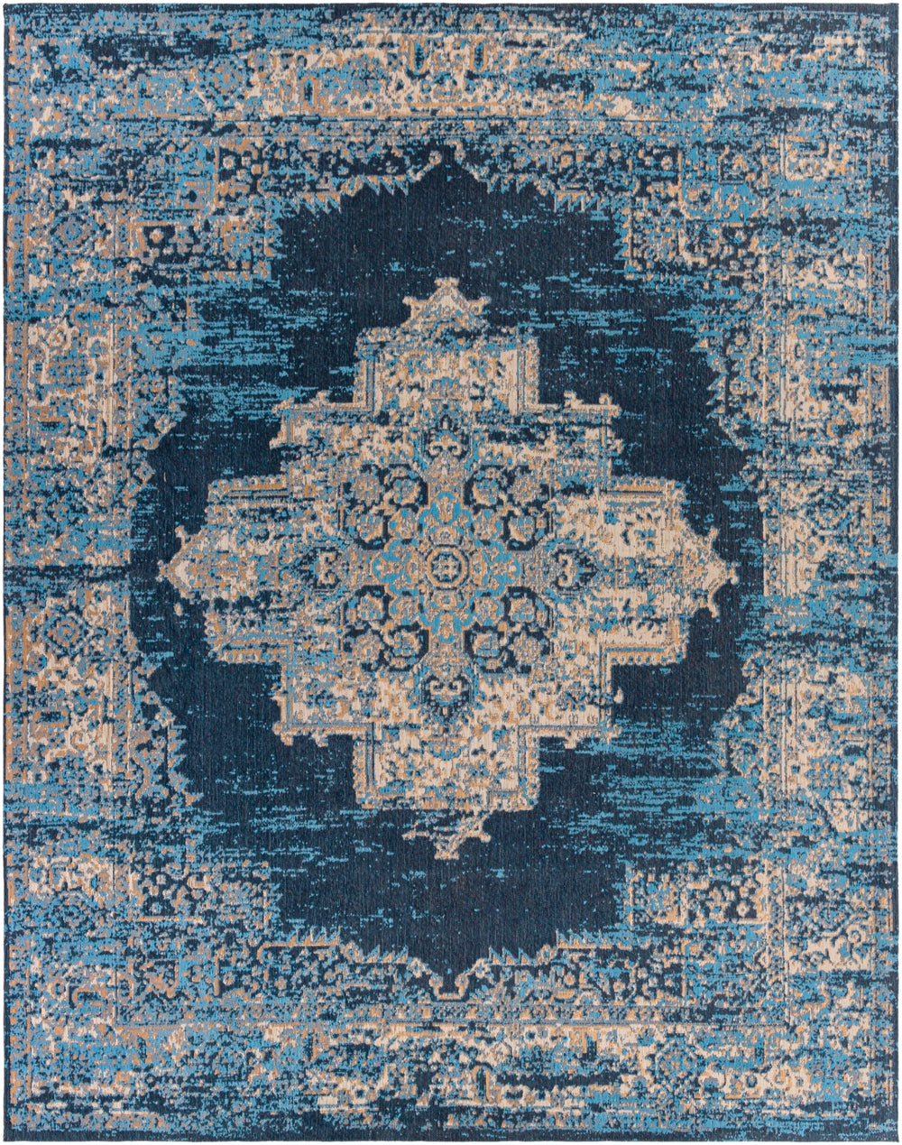 Amsterdam AMS-1025 Traditional Chenille-Polyester Rug AMS1025-576 Taupe, Beige, Tan, Sky Blue, Navy 100% Chenille-Polyester 5' x 7'6"