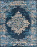 Amsterdam AMS-1025 Traditional Chenille-Polyester Rug AMS1025-810 Taupe, Beige, Tan, Sky Blue, Navy 100% Chenille-Polyester 8' x 10'