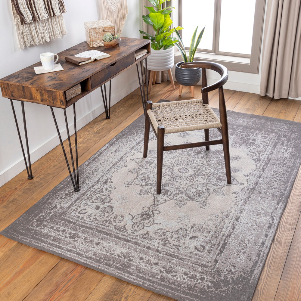 Amsterdam AMS-1029 Traditional Chenille-Polyester Rug AMS1029-576 Charcoal, Medium Gray, Light Gray, Beige 100% Chenille-Polyester 5' x 7'6"