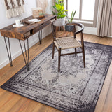 Amsterdam AMS-1030 Traditional Chenille-Polyester Rug AMS1030-810 Black, Medium Gray, Light Gray, Cream 100% Chenille-Polyester 8' x 10'