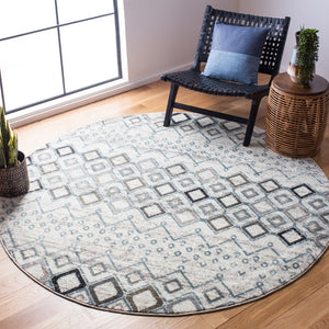 Amsterdam 108 Bohemian Power Loomed 100% Polypropylene Pile Rug Ivory / Grey