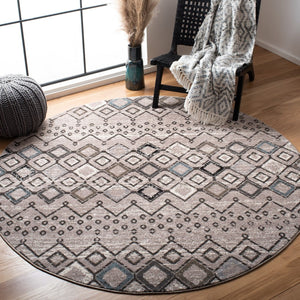 Amsterdam 108 Bohemian Power Loomed 100% Polypropylene Pile Rug Light Grey / Brown