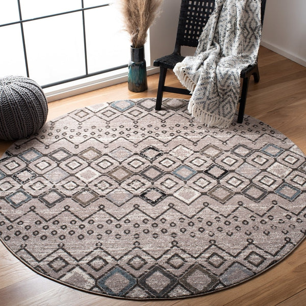 Amsterdam 108 Bohemian Power Loomed 100% Polypropylene Pile Rug Light Grey / Brown