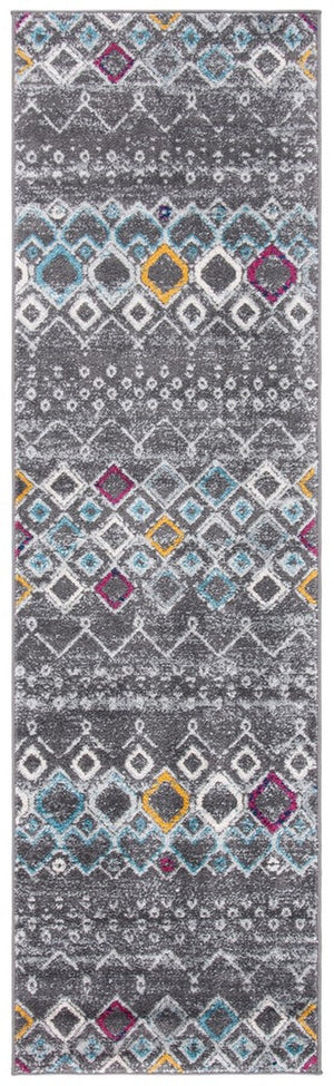 Amsterdam 108 Bohemian Power Loomed 100% Polypropylene Pile Rug Dark Grey / Ivory