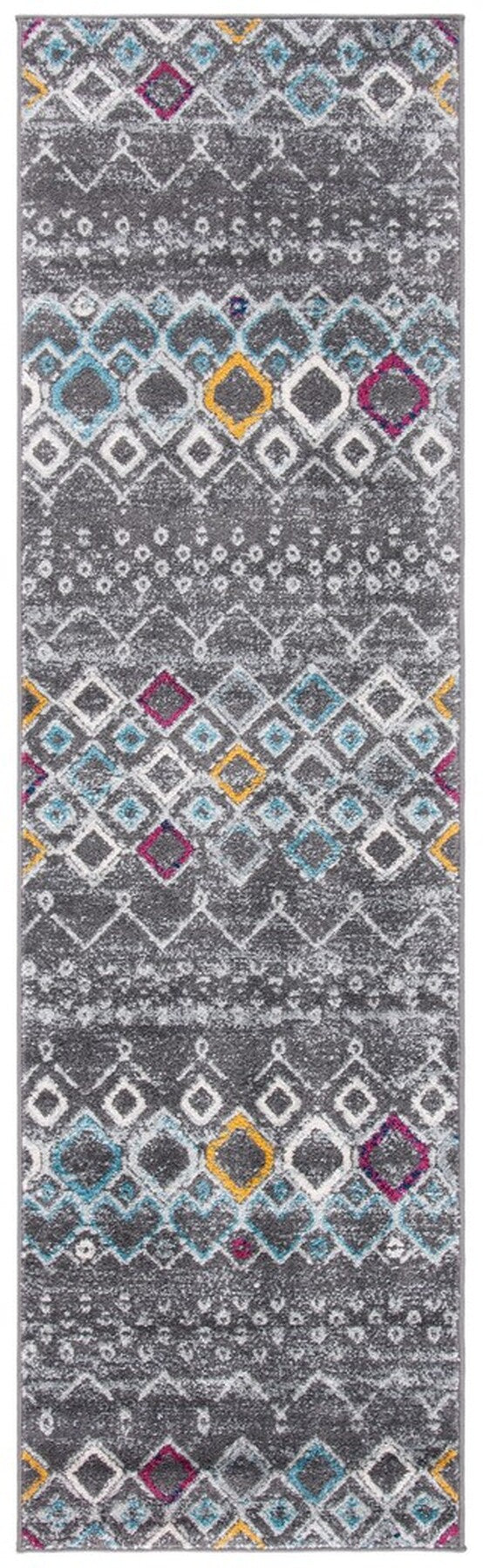 Amsterdam 108 Bohemian Power Loomed 100% Polypropylene Pile Rug Dark Grey / Ivory