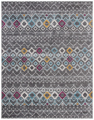 Amsterdam 108 Bohemian Power Loomed 100% Polypropylene Pile Rug Dark Grey / Ivory